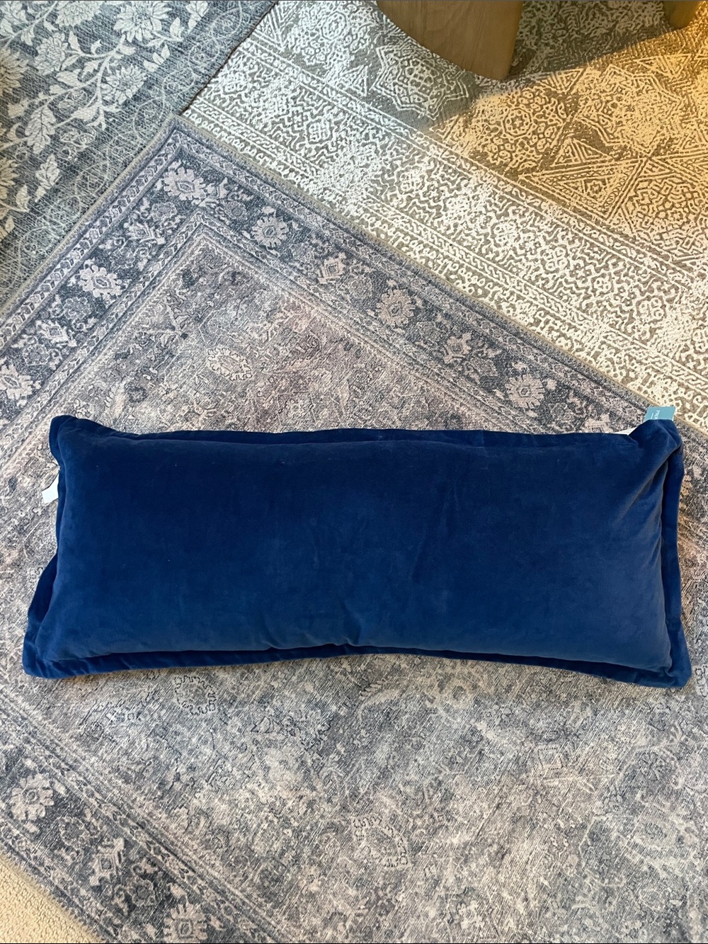Plush Royal Blue Velvet Lumbar Pillow - Home Bedding 14 x 36”. With Insert.
